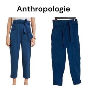 Anthropologie Ellie Utility Pants Dark Teal Tie Belt size 2